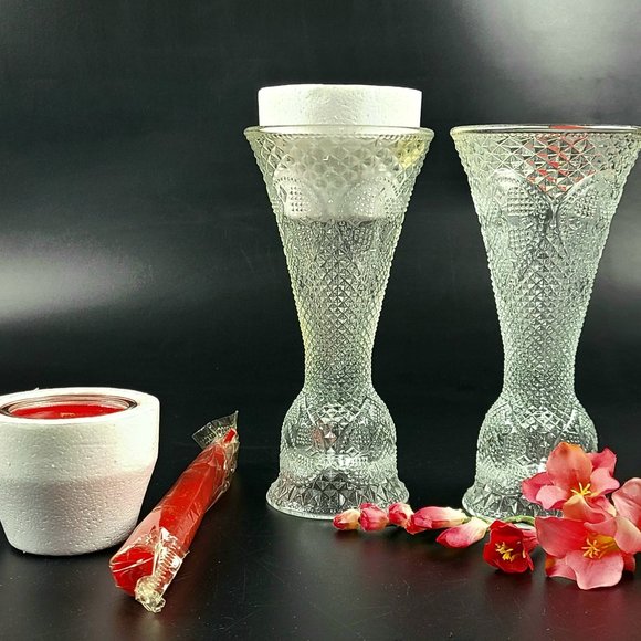 Vintage - New Avon "Heart & Diamond" Convertible Candlestick - Set of 2 - Picture 6 of 11